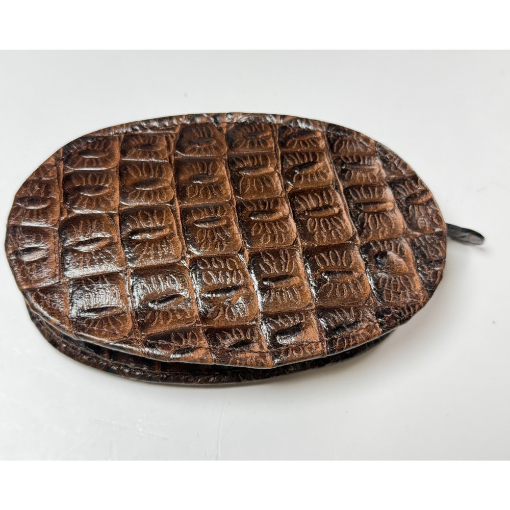 Vintage Octopus Brand XL Brown Leather Satchel Bag Croc Embossed Handbag Brass - Picture 4 of 16